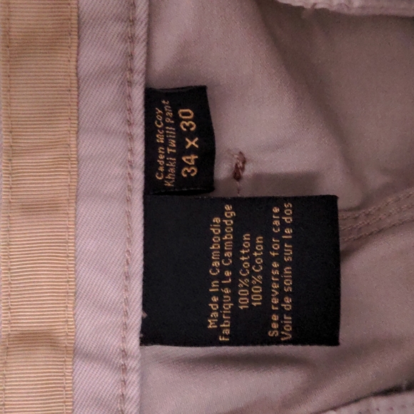 Caden McCoy 34x30 Caliche Khaki Twills Pants New - Picture 12 of 12